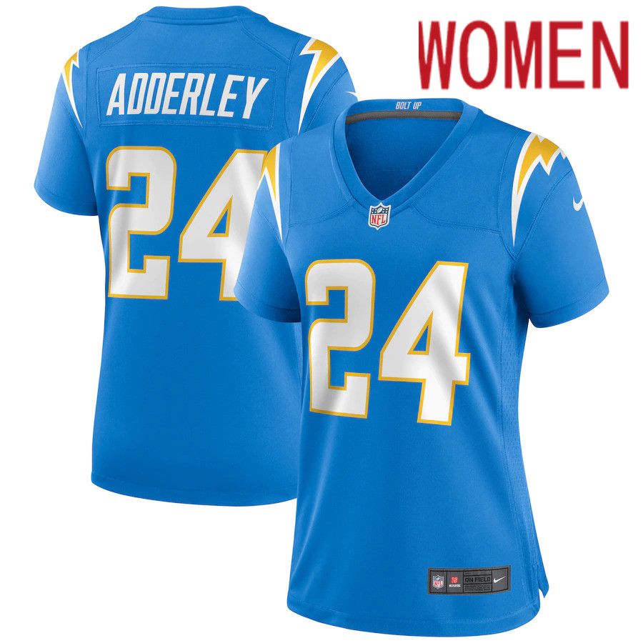 Women Los Angeles Chargers 24 Nasir Adderley Nike Powder Blue Game NFL Jersey